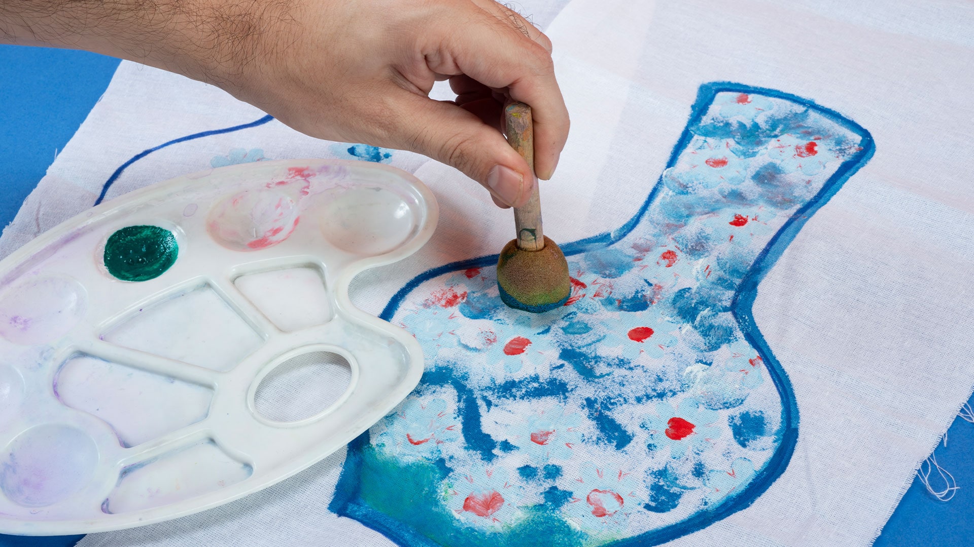 Kumaş Üzerine Ahşap Baskı görsel 1