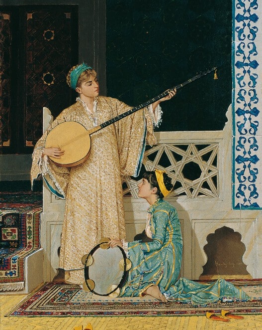 İki M&amp;amp;amp;amp;amp;amp;amp;amp;amp;uuml;zisyen Kız, Osman Hamdi̇ Bey, 1880, Tuval &amp;amp;amp;amp;amp;amp;amp;amp;amp;uuml;zerine yağlıboya, 58 x 39 cm.